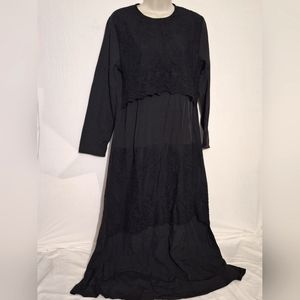 NEW WITH TAGS Zanzea Women's Long Black Maxi Dress with Lace Accents